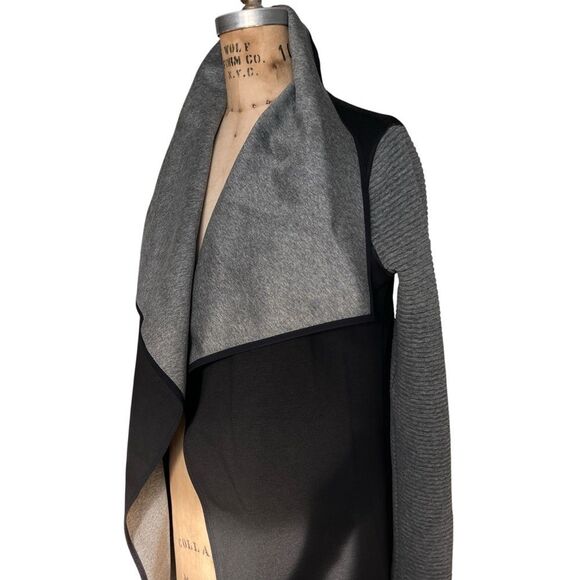 MICHI Black Gray Open-Front Draped Collar Jacket Size S - Picture 3 of 11